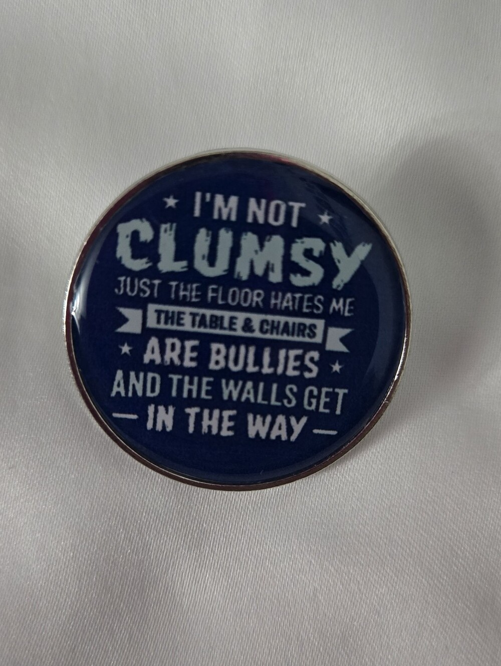 ❤️3/$6❤️Blue 'I'm Not Clumsy' Lapel Pin